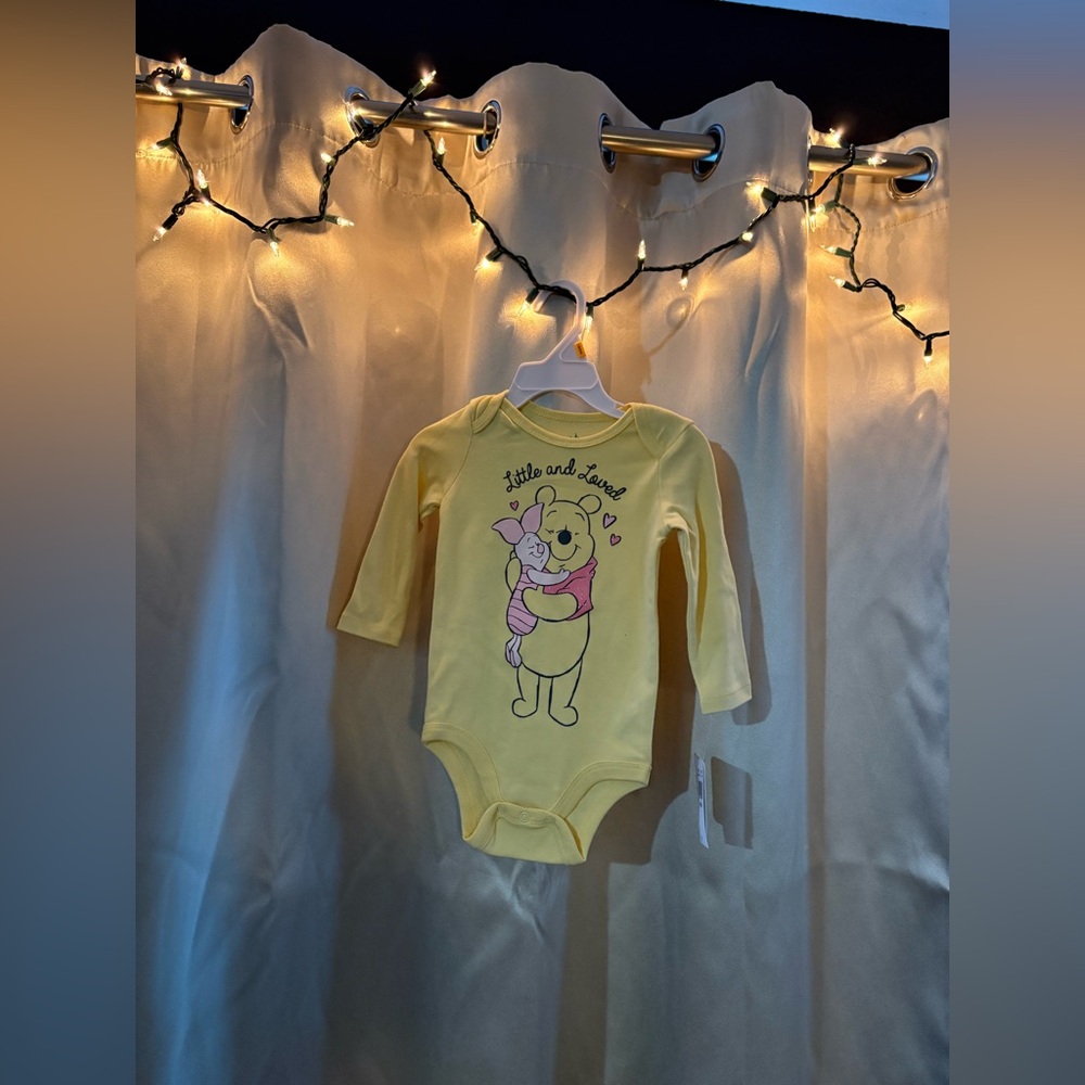 Disney Yellow Winnie the Pooh and Piglet Bodysuit